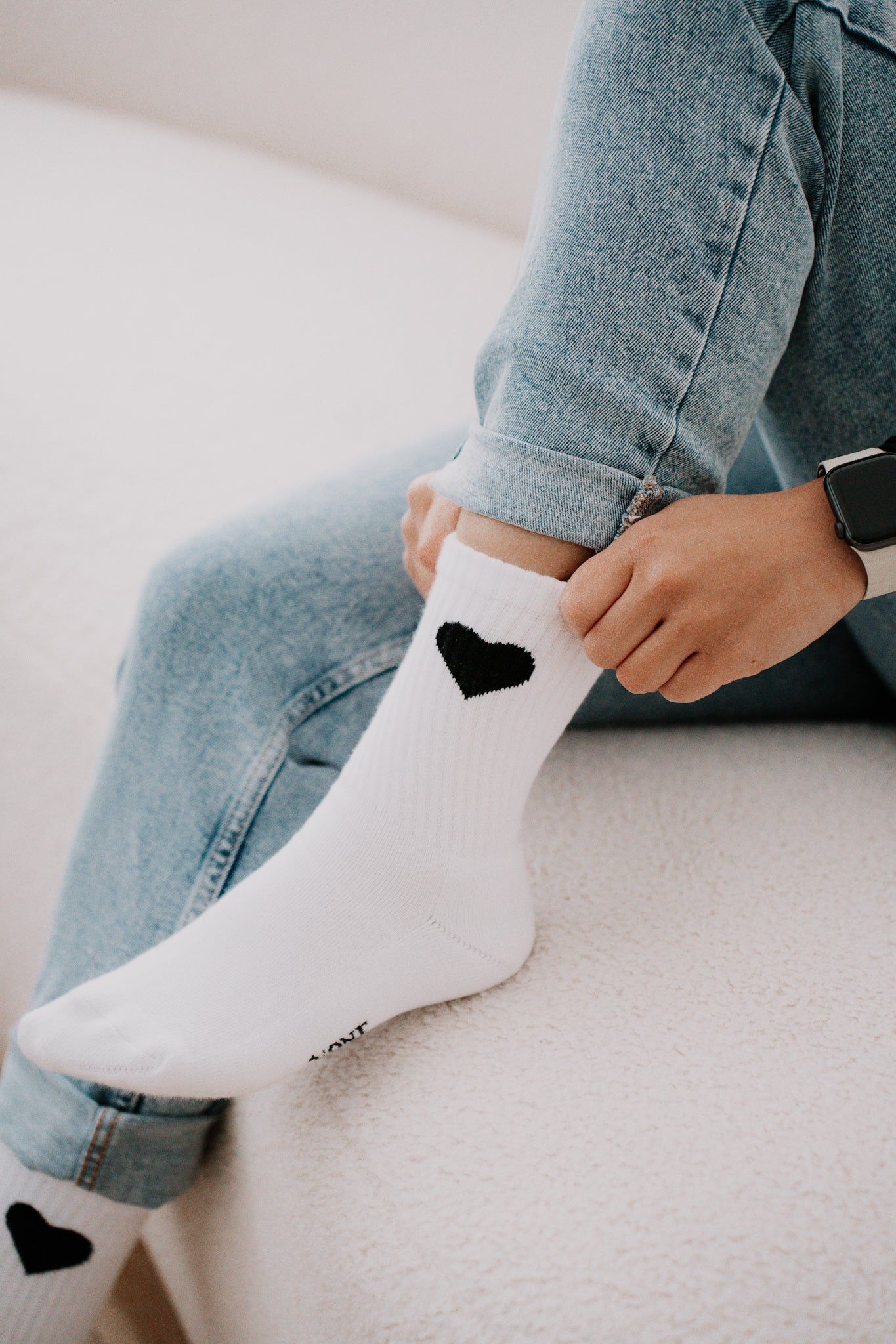 Socken weiß Herz