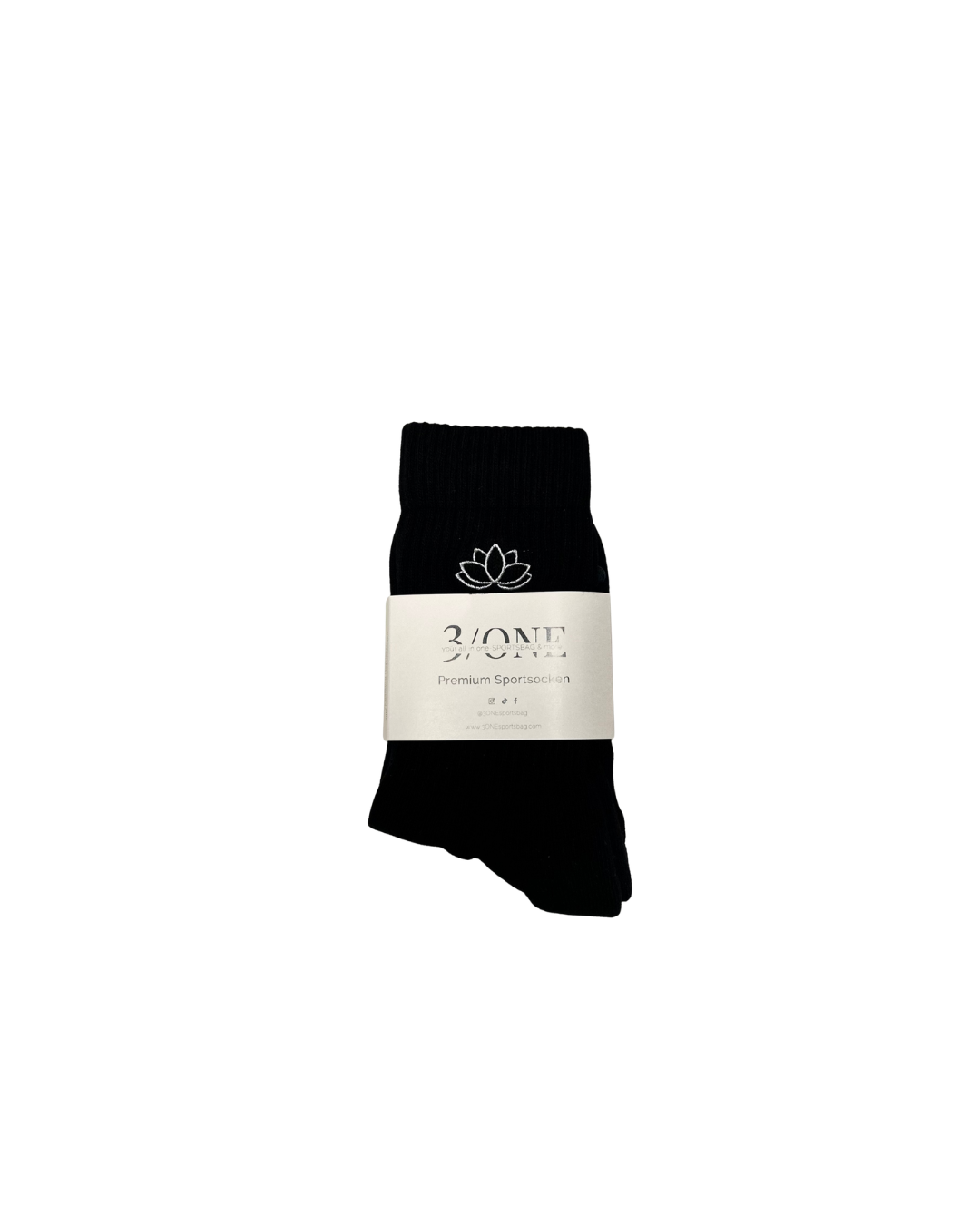 Grip-Socken schwarz Lotusblume mit Anti-Rutsch-Sohle