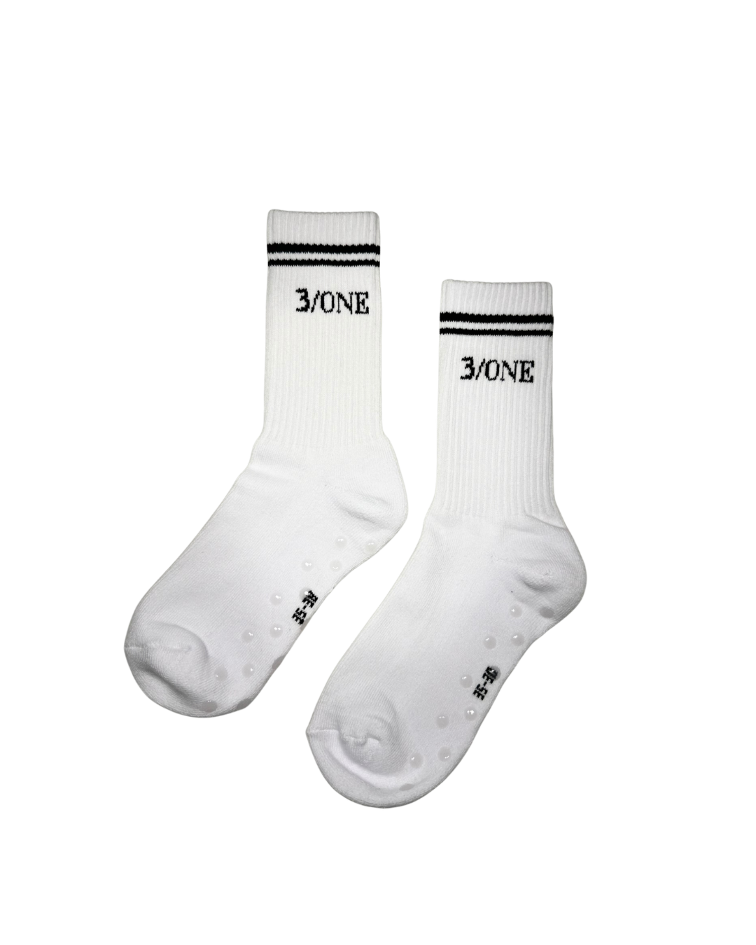 Grip-Socken weiß 3/ONE mit Anti-Rutsch-Sohle